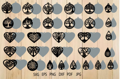 Earrings, Tree of Life Earrings SVG, Pendant Svg, Trees