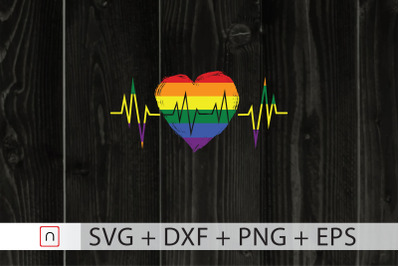 LGBT Rainbow Heartbeat svg,Gay Pride svg