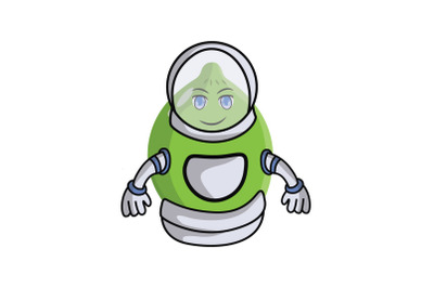 Lime Fruit Astronaut Cartoon Character