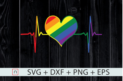 LGBTQ Pride Heart Beat Pulse,Rainbow