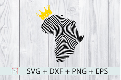 Fingerprint Crown Africa Map,In My DNA