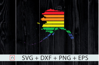 Alaska State-Map Rainbow-LGBT Pride