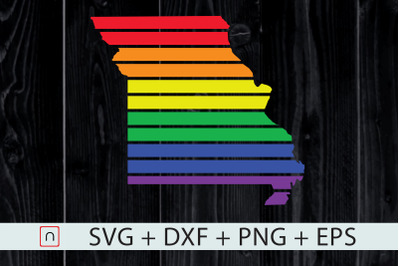 Missouri State-Map Rainbow-LGBT Pride