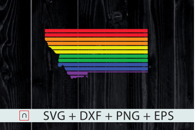 Montana State-Map Rainbow-LGBT Pride