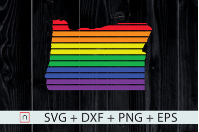 Oregon State-Map Rainbow-LGBT Pride