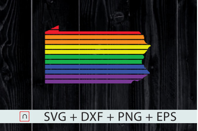 Pennsylvania State-Map Rainbow-LGBT SVG