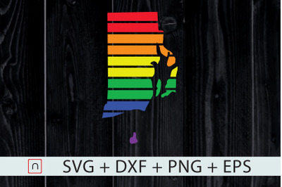 Rhode Island State-Map Rainbow-LGBT SVG