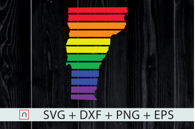 Vermont State-Map Rainbow-LGBT Pride