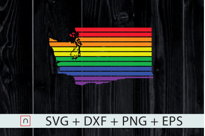 Washington State-Map Rainbow-LGBT Pride