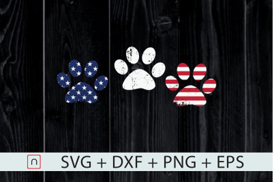 Red White Blue Dog Paws 4th Of July