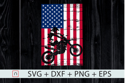 Dirt Bike American Flag 4th of july