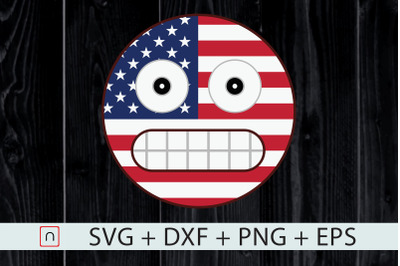 Grimacing Face Emoji USA Flag July 4th