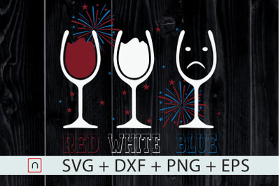 Red White Blue Wine Glass 4th of July