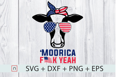 Cow Moorica Fun Yeah Flag 4th Of July