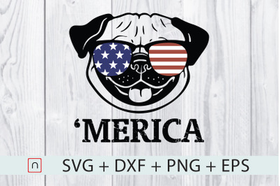 Pug Merica 4th of July Patriotic