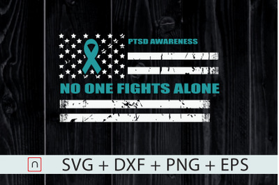 PTSD awareness Teal Ribbon US Flag