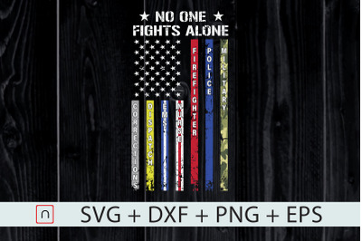 No One Fights Alone USA Flag Veterans