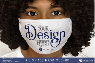 White Face Mask Mockup, girl | jpg &amp; psd
