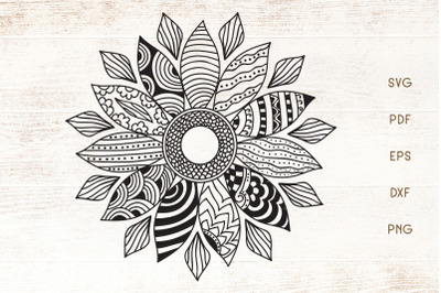 Sunflower Doodle Art - Zentangle - SVG - Vector