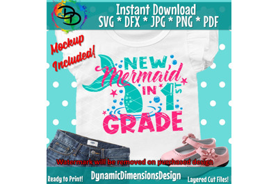 New Mermaid In 1st Grade svg png cutting files for silhouette cameo cr