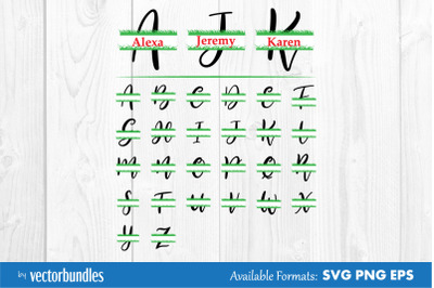 Alphabet grass monogram split svg