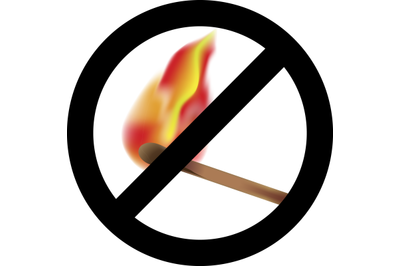 Ban burning match symbol