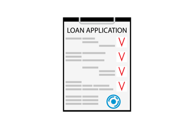 Loan application flat isolated on white