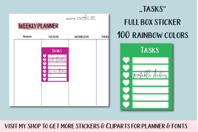 Weekly Full Box Tracker&2C; Task Plannner&2C; Learning Weekly Full Box