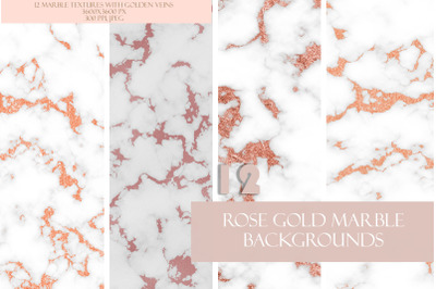 Feminine Rose Gold Glitter Marble Set