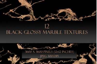 Black &amp; Gold Glossy Marble Textures