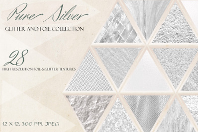 Silver Metallic Luxury Digital Paper | Silver glitter &amp; foil