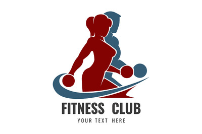 Fitness Club Logo with Training Bodybuilders