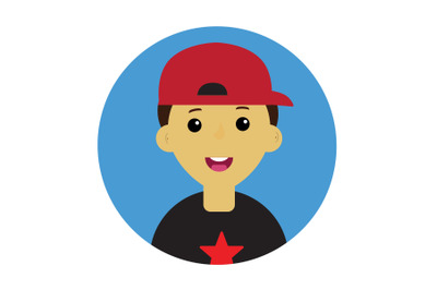 Icon Character Teenager with a Red Hat