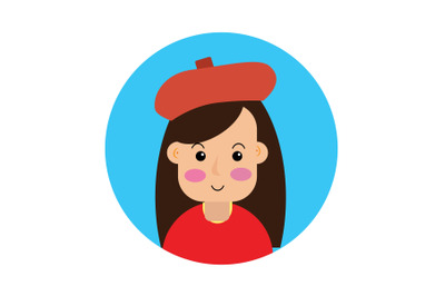 Icon Character Teenage Girl with Red Hat