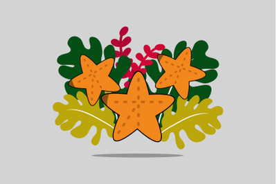 Summer Icon with Yellow Starfish