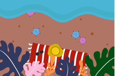 Summer Flat Illustration with a Beach Vacation View