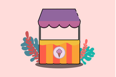 Summer Icon with Ice Cream Shop