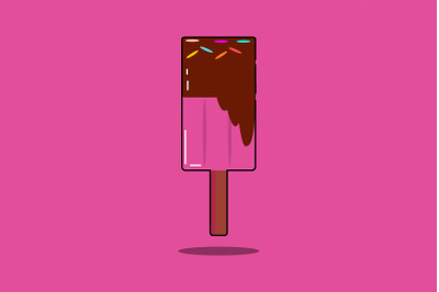 Summer Icon with Ice cream Pink Brown Color