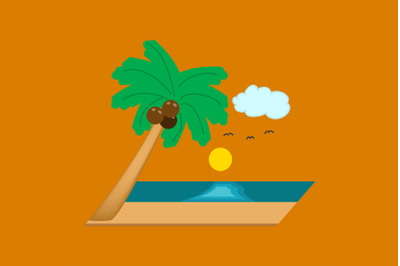 Summer Flat Illustration with a Beach view