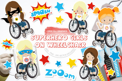 Superhero Girls on wheelchair