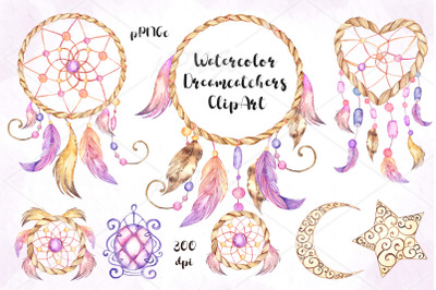 Watercolor Dreamcatchers ClipArt