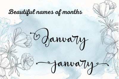 Love font month clip arts&2C; Scripts names of months