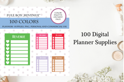 Revenue Planner Sticker&2C; Full Box Weekly Revenue Boxes