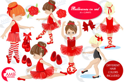 Ballerinas in Red Clipart AMB-2604