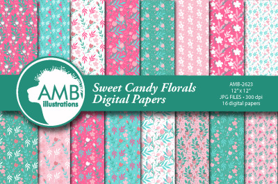 Sweet Candy Florals Papers AMB-2623