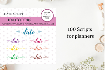 100 Date night font clipart&2C; Date sticker clipart&2C; Date planner for planner