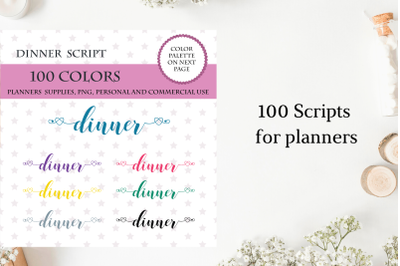 100 Dinner font clipart&2C; Dinner sticker clipart&2C; Diet planner