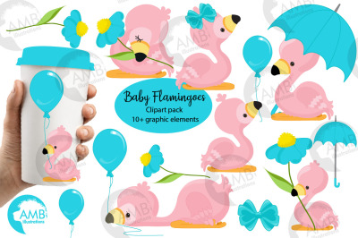 Baby Summer Flamingoes Clipart AMB-2632
