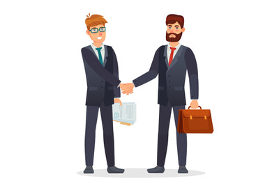 Business people shaking hands. Partners making deal, having contract a