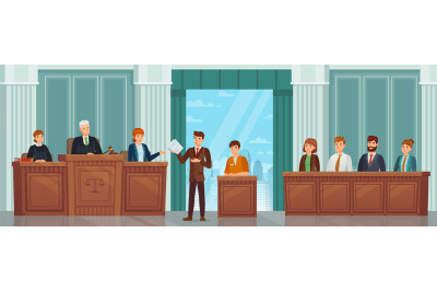 Judicial process. Public hearing and criminal procedure in court or tr